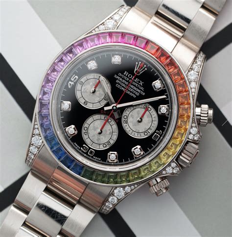 rolex day date rainbow white gold